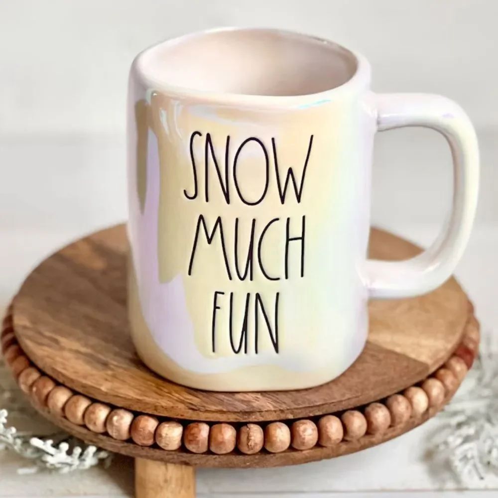 Rae Dunn SNOW MUCH FUN Iridescent Mug